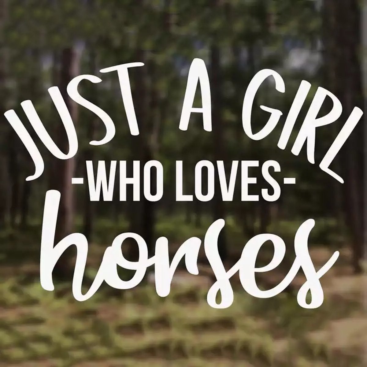 GoedeDoelen.Shop | Auto Sticker Just A Girl Who Loves Horses Zwart | Paarden Sticker | Raamsticker | Koelkast Sticker | Love Horses | Paardenliefde | 10 x 14 cm